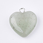 Natural & Synthetic Mixed Gemstone Pendants, with Iron Eye Pins, Heart, Platinum