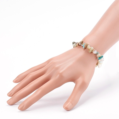Bracelets extensibles en perles d'opale bleue naturelle
