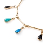 304 Stainless Steel Teardrop Charm Anklets, with Enamel and Bar Link Chains, Colorful