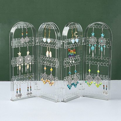 4 présentoirs de boucles d'oreilles en acrylique à écran pliable, Présentoir organisateur de bijoux pour le rangement des boucles d'oreilles