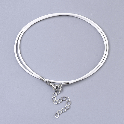 Воском хлопка ожерелье шнура решений, с сплава Lobster Claw застежками и конечных железными цепями
