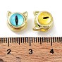 Rack Plating Alloy Beads, with Glass, Golden, Cat Head with Eye