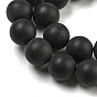 Teints naturels agate noire perles brins, givré, ronde