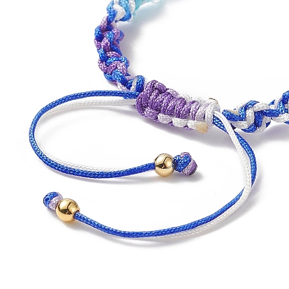Плетеные браслеты из полиэфирного шнура градиентного цвета, для изготовления браслета с регулируемым звеном, с натуральным культивированным пресноводным жемчугом и латунными бусинами
