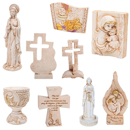 Figurines en résine vierge marie/croix/gobelet calice, pour la décoration de bureau à domicile