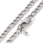 304 Stainless Steel Figaro Chain Necklace, with Lobster Claw Clasps