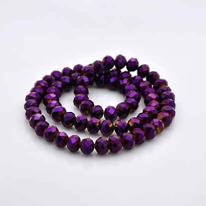 Full Plated Faceted Rondelle Glass Beads Strands