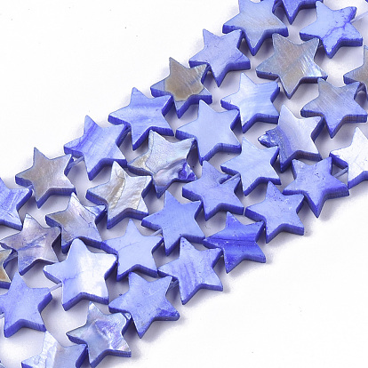 Freshwater Shell Beads Strands, Dyed, Star