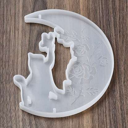 DIY Pendant Decoration Silicone Molds, Resin Casting Molds, Moon & Cat with Flower/Butterfly/Star