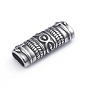 Retro 304 Stainless Steel Slide Charms/Slider Beads, for Leather Cord Bracelets Making, Rectangle with Leaf Pattern