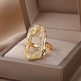 18K Gold Plated Adjustable Geometric Zircon Ring - European and American Style
