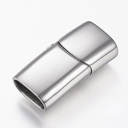 304 Stainless Steel Magnetic Clasps with Glue-in Ends, Rectangle