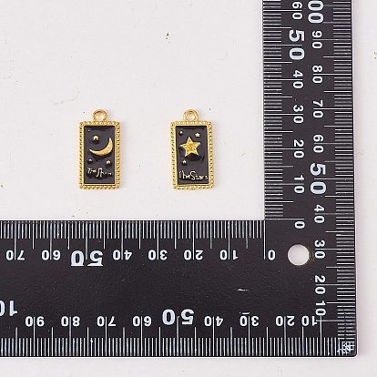 24 pcs 3 style rack placage pendentifs en émail en alliage d'or, sans cadmium et sans plomb, rectangle avec soleil & étoile & lune