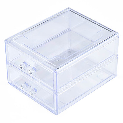 Contenedores de almacenamiento de cuentas de plástico de poliestireno de doble capa, con 2 compartimentos cajas organizadoras, cajón rectangular