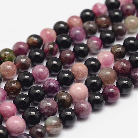 Tourmaline naturelles perles brins, ronde