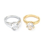 Dual-use Items, Brass Micro Pave Clear Cubic Zirconia Finger Rings or Charms, Flower