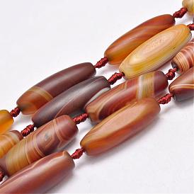 Natural Striped Agate/Banded Agate Beads Strands, Rice, Dyed & Heated