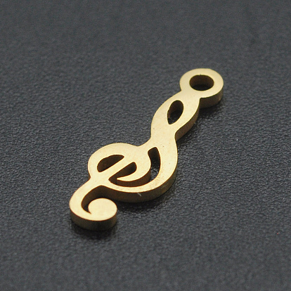 Ion Plating(IP) 201 Stainless Steel Pendants, Laser Cut, Musical Note