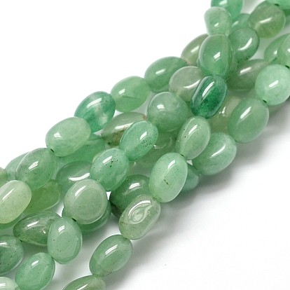 Naturelle aventurine pierres précieuses verte rangées de perles ovales, 5~10x6~7x3~7mm, Trou: 1mm, environ 14.9 pouces ~15.7 pouces