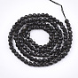 Natural Black Obsidian Beads Strands, Faceted, Round