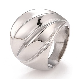 304 Stainless Steel Textured Chunky Ring, Croissant Ring for Women