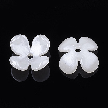 4 - capsules en plastique imitation perle, fleur