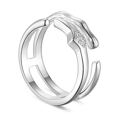 Anillo de dedo de plata de ley shegrace 925, anillos de banda ancha, con grado aaa circonio cúbico, tamaño de 8