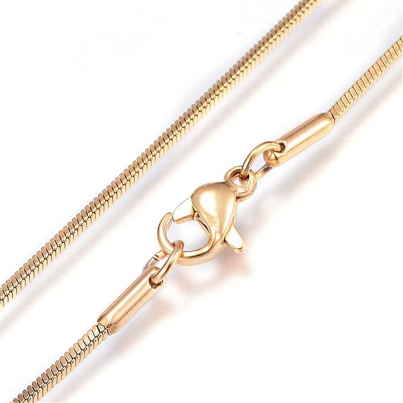 Collares de cadena de serpiente para hombre clásico liso 304 de acero inoxidable para mujer, con cierre de langosta