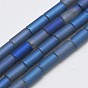 Electroplate Glass Beads Strands, Rainbow Plated, Frosted, Tube