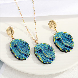 Bohemian Resin Earrings Necklace Set Handmade with Irregular Shapes and Bold Design