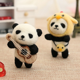 Kit de feutrage à l'aiguille en feutre de laine panda avec instructions, aiguilles à feutrer kits de feutrage pour arts débutants