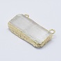 Natural Selenite Pendants, with Brass Findings, Rectangle