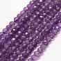 Natural Amethyst Bead Strands, Faceted, Rondelle