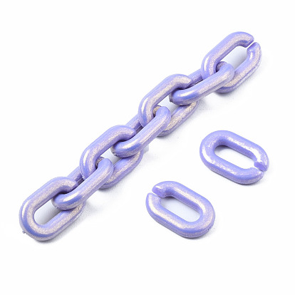 Rocíe anillos de enlace de acrílico pintadas, estilo de goma, conectores de enlace rápido, para hacer cadenas de cable, facetados, oval