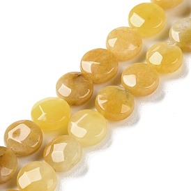 Natural Topaz Jade Beads Strands, Faceted, Flat Round