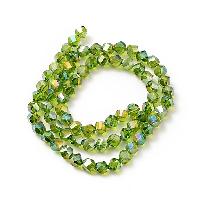 Electroplate Glass Beads Strands, AB Color Plated, Faceted, Twist