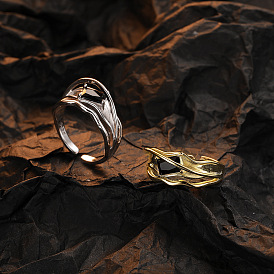 Смелое и уникальное двухслойное серебряное кольцо s925 со сверкающим цирконом для женщин