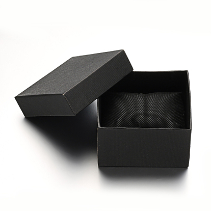 Boîtes à bijoux rectangle de carton pour montre, avec coussinet éponge à l'intérieur, 89x81x54mm