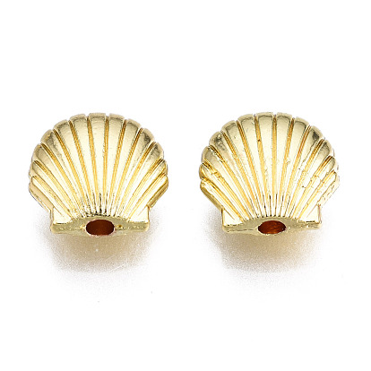Rack Plating Alloy Beads, Cadmium Free & Lead Free, Scallop Shell Shape