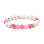 Natural Weathered Agate(Dyed) & Howlite Round Beaded Stretch Bracelet, Gemstone Jewelry for Women