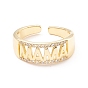 Word Mama Cubic Zirconia Cuff Ring, Rack Plating Brass Open Ring for Mother's Day