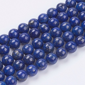 Natural Lapis Lazuli(Filled Color Glue) Beads Strands, Dyed, Grade AA, Round