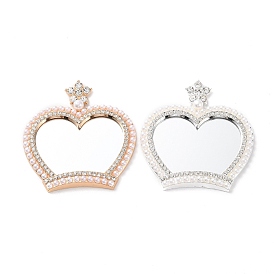 Miroir de maquillage couronne de strass perle, avec les accessoires en alliage, pour femme, accessoires de coque de téléphone portable
