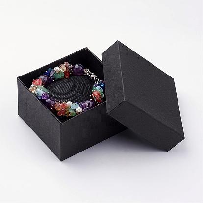 Gemstone Beaded Chakra Bracelets, with Lobster Claw Clasps, Platinum