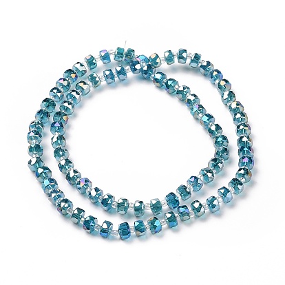 Plaquent verre transparent perles brins, de couleur plaquée ab , facette, rondelle