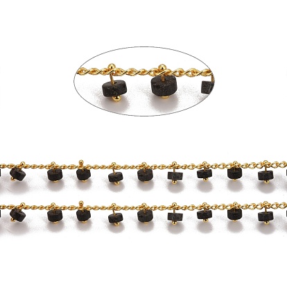 Gemstone Beaded Chains, with Ion Plating(IP) Brass Chain, Long-Lasting Plated, Soldered