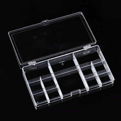 Conteneurs de stockage de billes de polystyrène, avec couvercle et 12 grilles, pour bijoux perles petits accessoires, rectangle