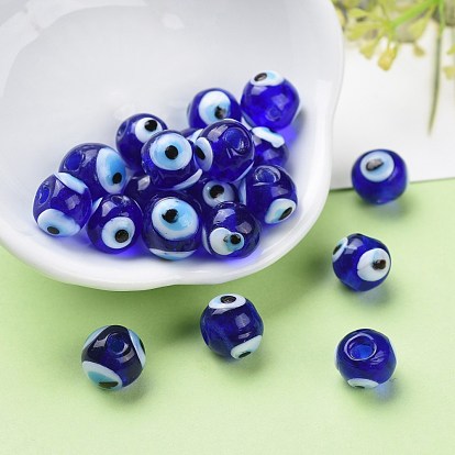 Handmade Lampwork Beads, Evil Eye, 10x10mm, Hole: 1mm