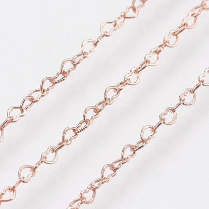 Colliers de chaînes de lien de coeur en laiton plaqué durables, avec fermoir, sans nickel