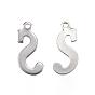 304 Stainless Steel Letter Charms, Letter.S